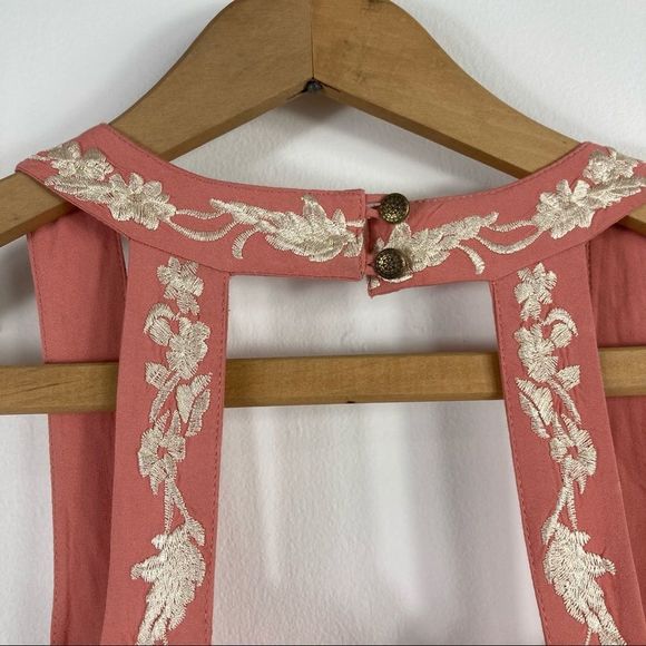 Anthropologie Pink Floral Embroidered Fringe Wrap Midi Dress Size 2P - Picture 11 of 16